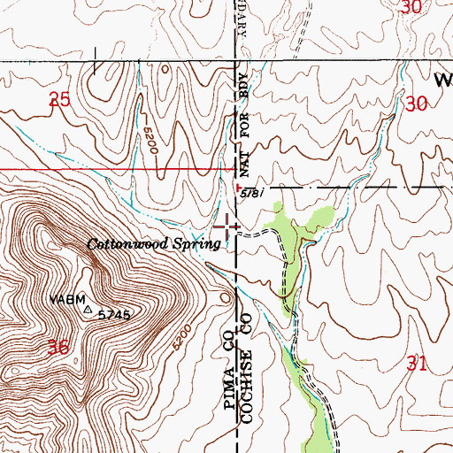 Topographic Map of Cottonwood Spring, AZ