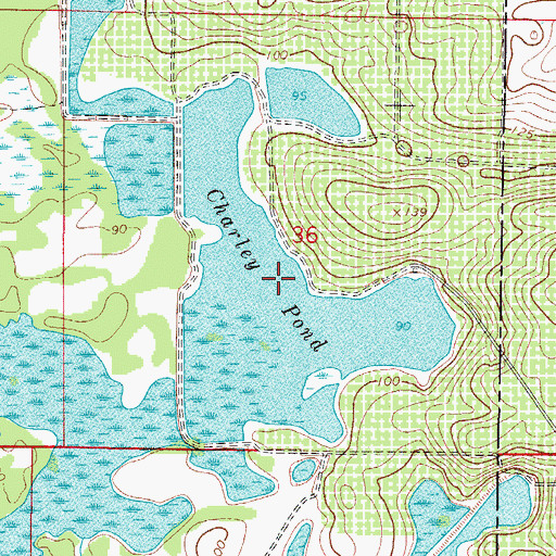 Topographic Map of Charley Pond, FL