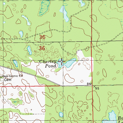 Topographic Map of Charley Pond, FL