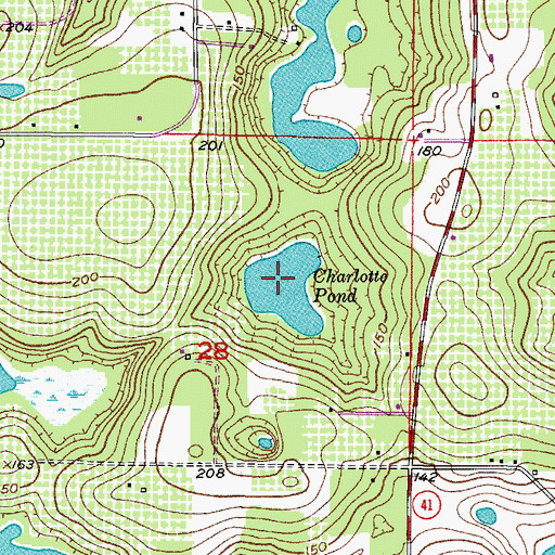 Topographic Map of Charlotte Pond, FL