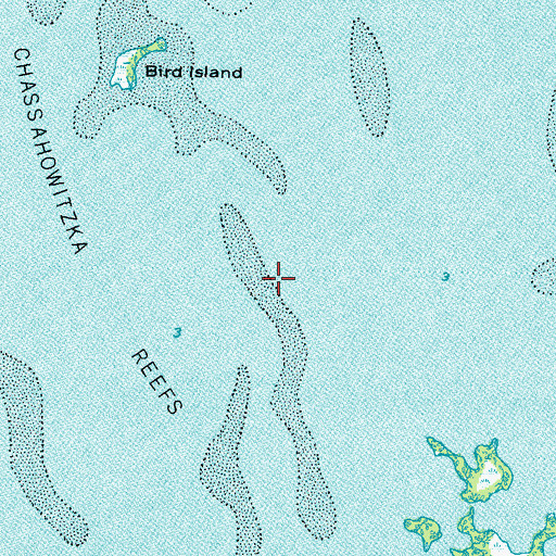Topographic Map of Chassahowitzka Reefs, FL