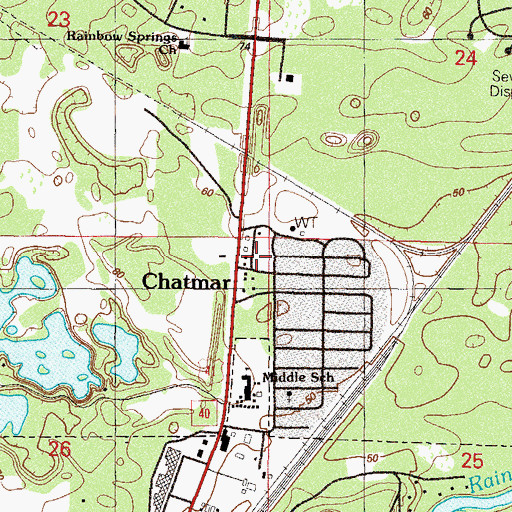 Topographic Map of Chatmire, FL