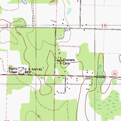 Topographic Map of Chavers Cemetery, FL