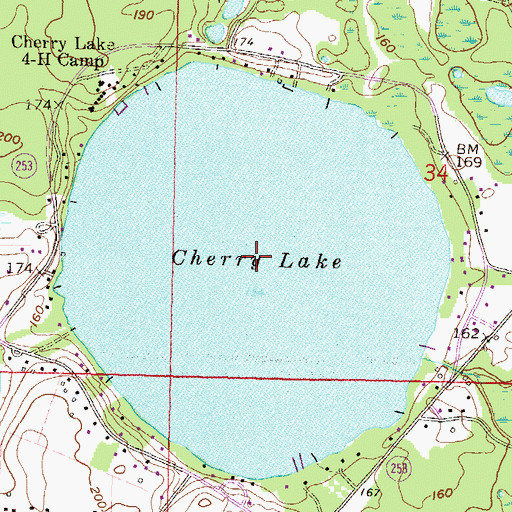 Topographic Map of Cherry Lake, FL