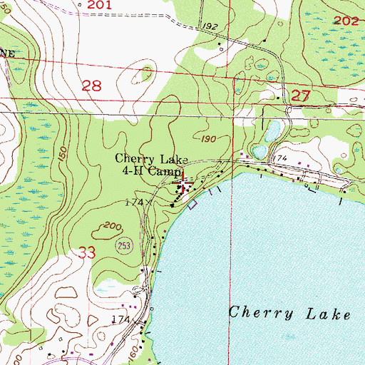 Topographic Map of Cherry Lake 4 H Camp, FL