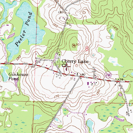 Topographic Map of Cherry Lake Church, FL