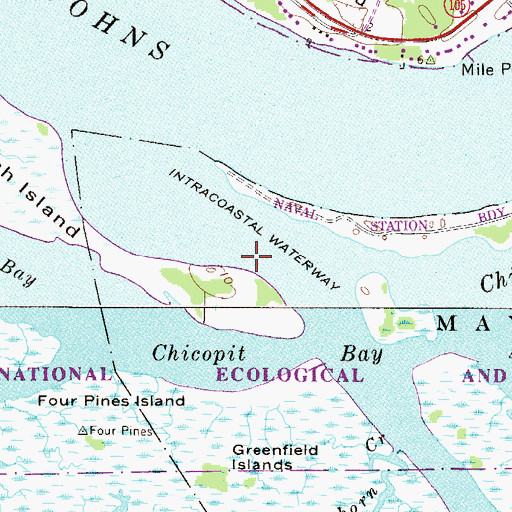 Topographic Map of Chicopit Bay, FL