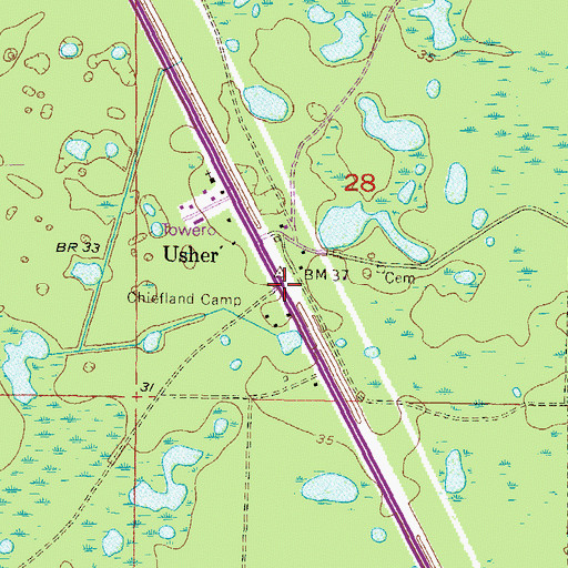 Topographic Map of Chiefland Camp, FL
