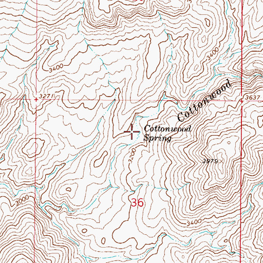 Topographic Map of Cottonwood Spring, AZ