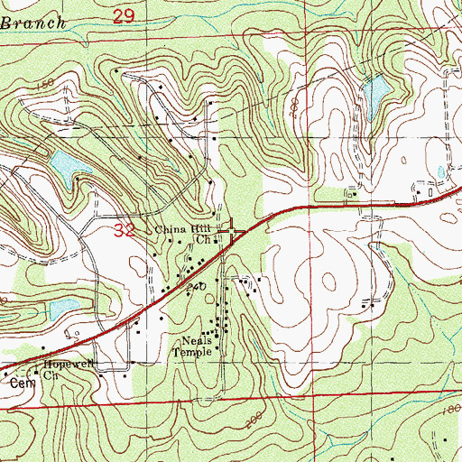Topographic Map of China Hill Church, FL