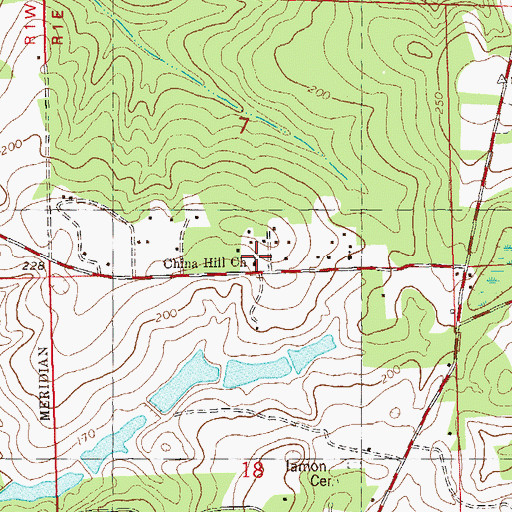 Topographic Map of China Hill Church, FL