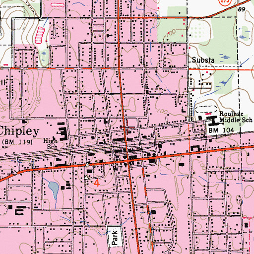Topographic Map of Chipley, FL
