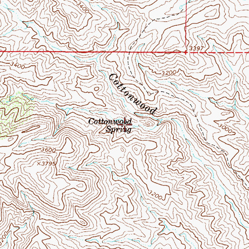 Topographic Map of Cottonwood Spring, AZ