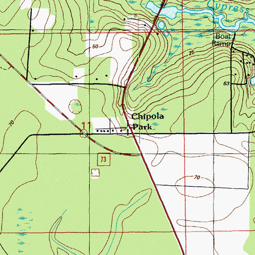 Topographic Map of Chipola Park, FL