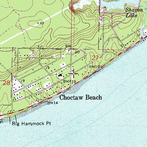 Topographic Map of Choctaw Beach, FL
