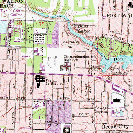 Topographic Map of Choctawhatchee High School, FL