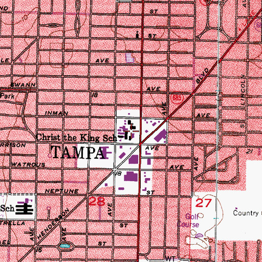 Topographic Map of Christ the King Catholic School, FL