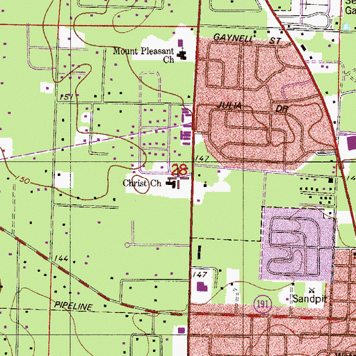 Topographic Map of Christ Church, FL