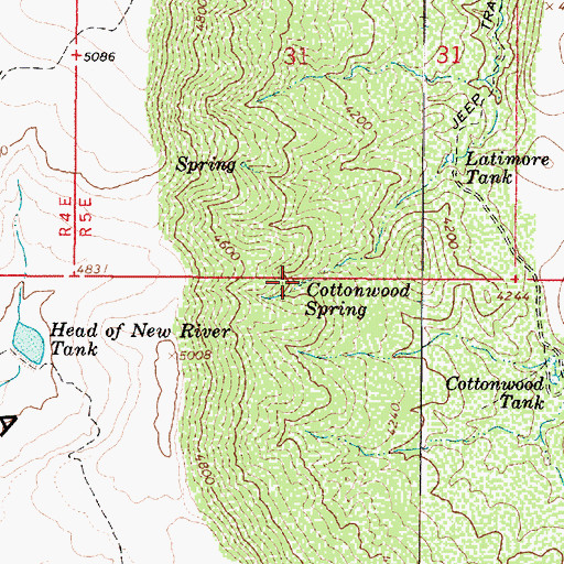 Topographic Map of Cottonwood Spring, AZ