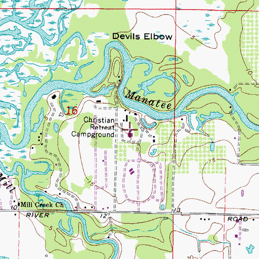Topographic Map of Christian Retreat Campground, FL