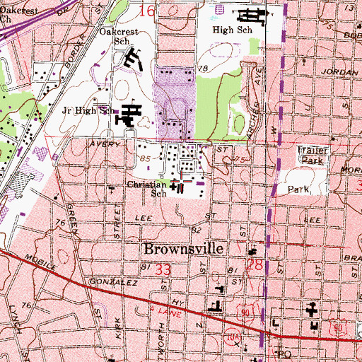 Topographic Map of Christian School, FL
