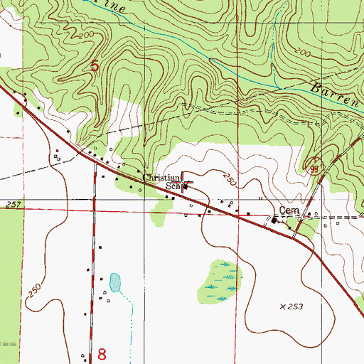 Topographic Map of Christian School, FL