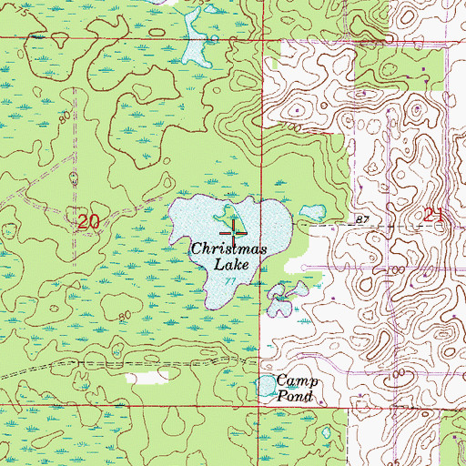 Topographic Map of Christmas Lake, FL