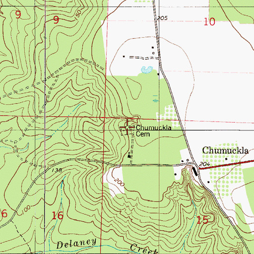 Topographic Map of Chumuckla Cemetery, FL