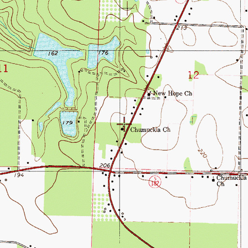 Topographic Map of Chumuckla Church, FL