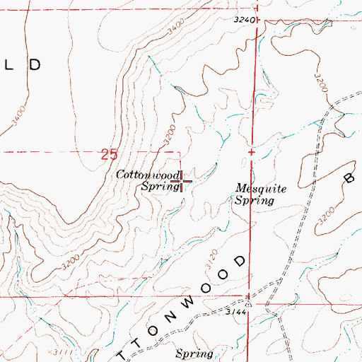 Topographic Map of Cottonwood Spring, AZ