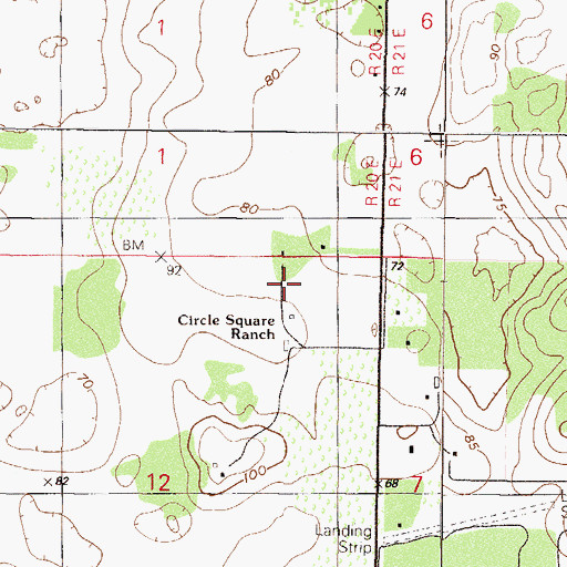 Topographic Map of Circle Square Ranch, FL