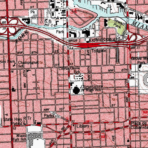 Topographic Map of Citrus Grove Elementary School, FL