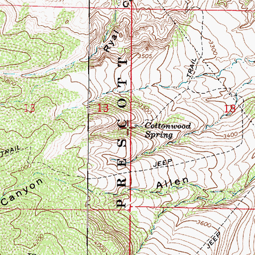 Topographic Map of Cottonwood Spring, AZ