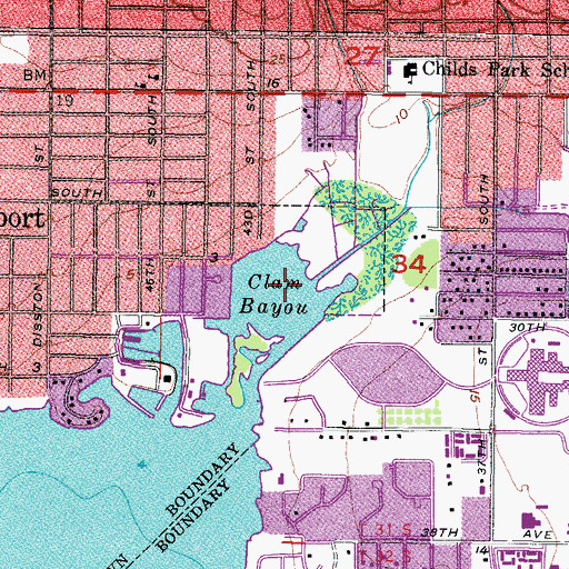 Topographic Map of Clam Bayou, FL