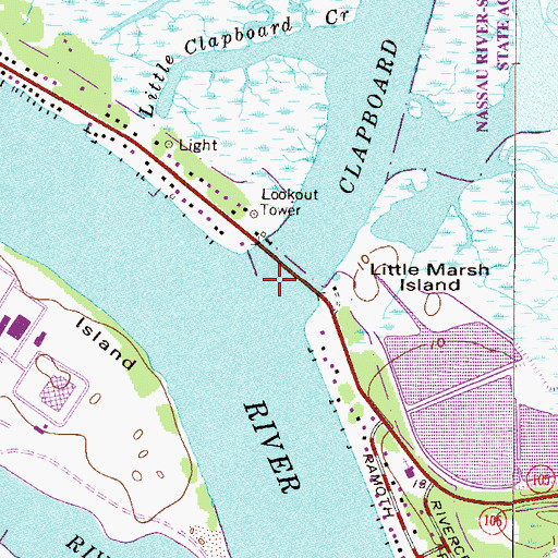 Topographic Map of Clapboard Creek, FL