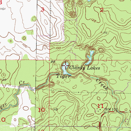 Topographic Map of Clardy Lakes, FL