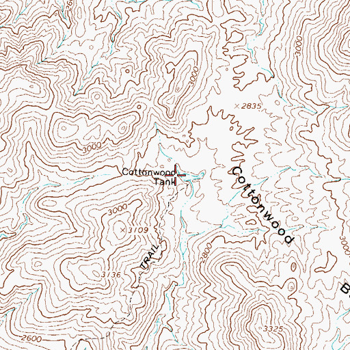 Topographic Map of Cottonwood Tank, AZ