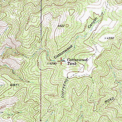 Topographic Map of Cottonwood Tank, AZ