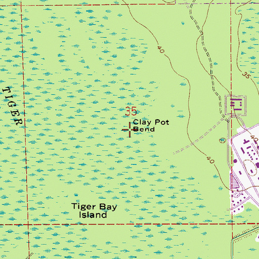 Topographic Map of Clay Pot Bend, FL