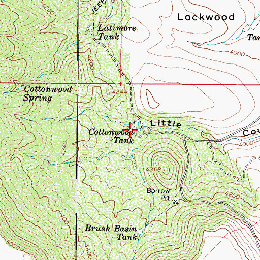 Topographic Map of Cottonwood Tank, AZ