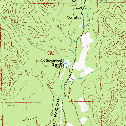 Topographic Map of Cottonwood Tank, AZ