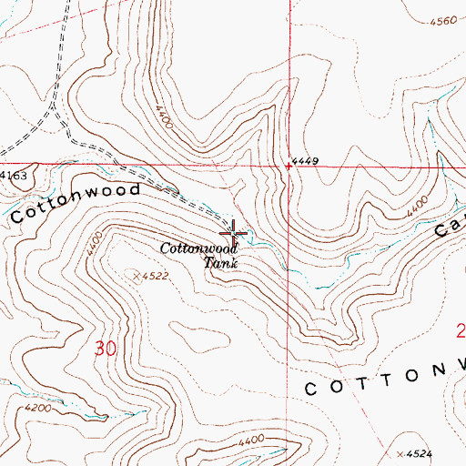 Topographic Map of Cottonwood Tank, AZ