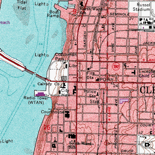 Topographic Map of Clearwater, FL