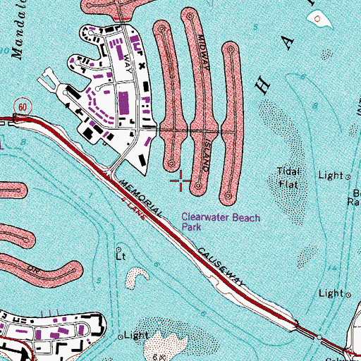 Topographic Map of Clearwater Harbor, FL