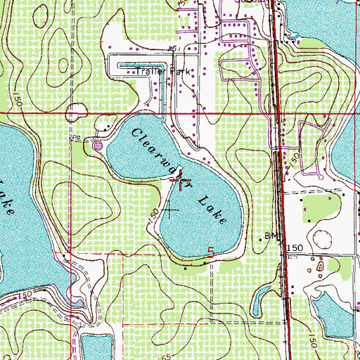 Topographic Map of Clearwater Lake, FL