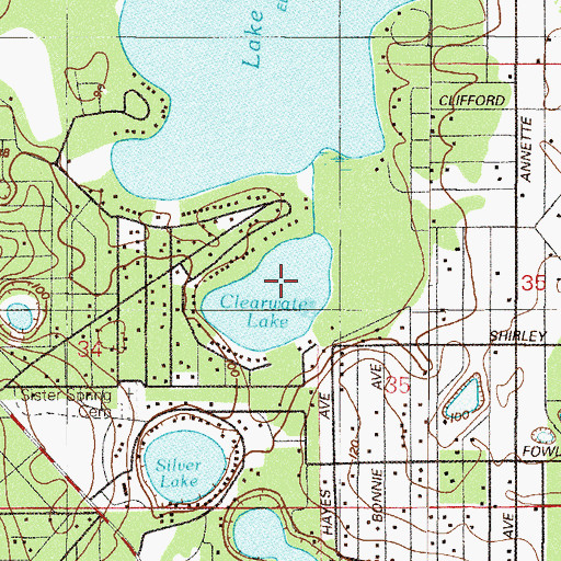 Topographic Map of Clearwater Lake, FL