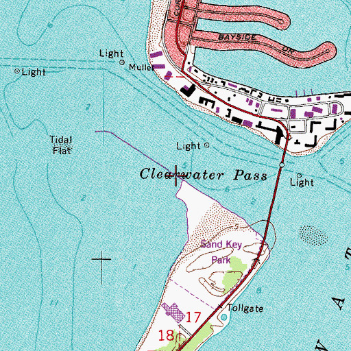 Topographic Map of Clearwater Pass, FL