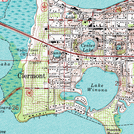 Topographic Map of Clermont, FL