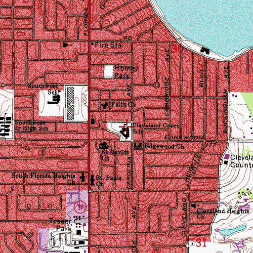 Topographic Map of Cleveland Court Elementary School, FL