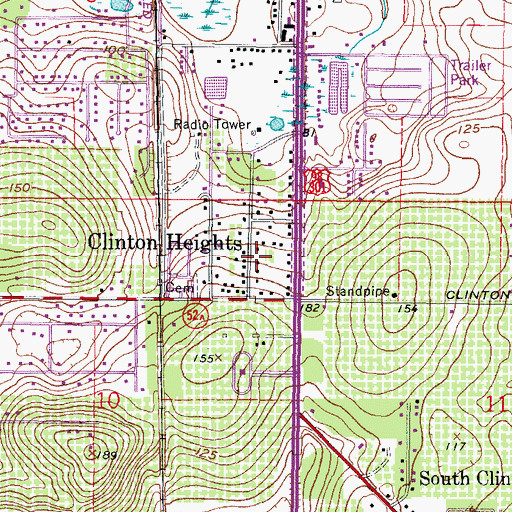 Topographic Map of Clinton Heights, FL